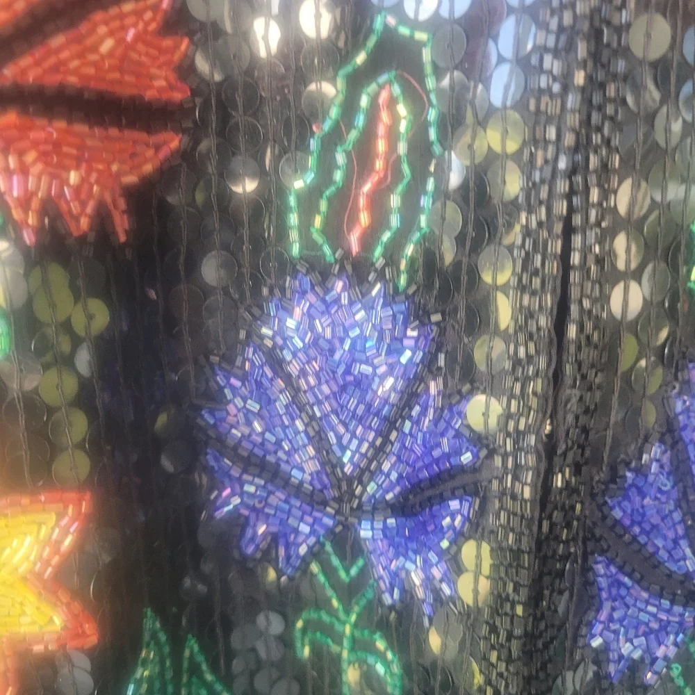 Scala Vintage Colorful Beaded  Floral Silk Statement  Jacket - Picture 3 of 10